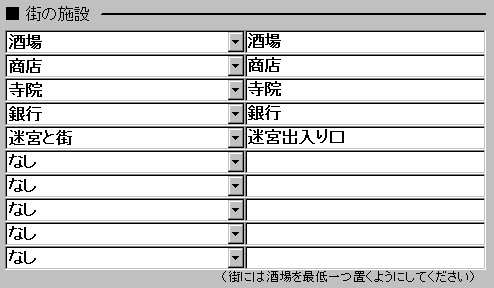 街の施設設定項目
